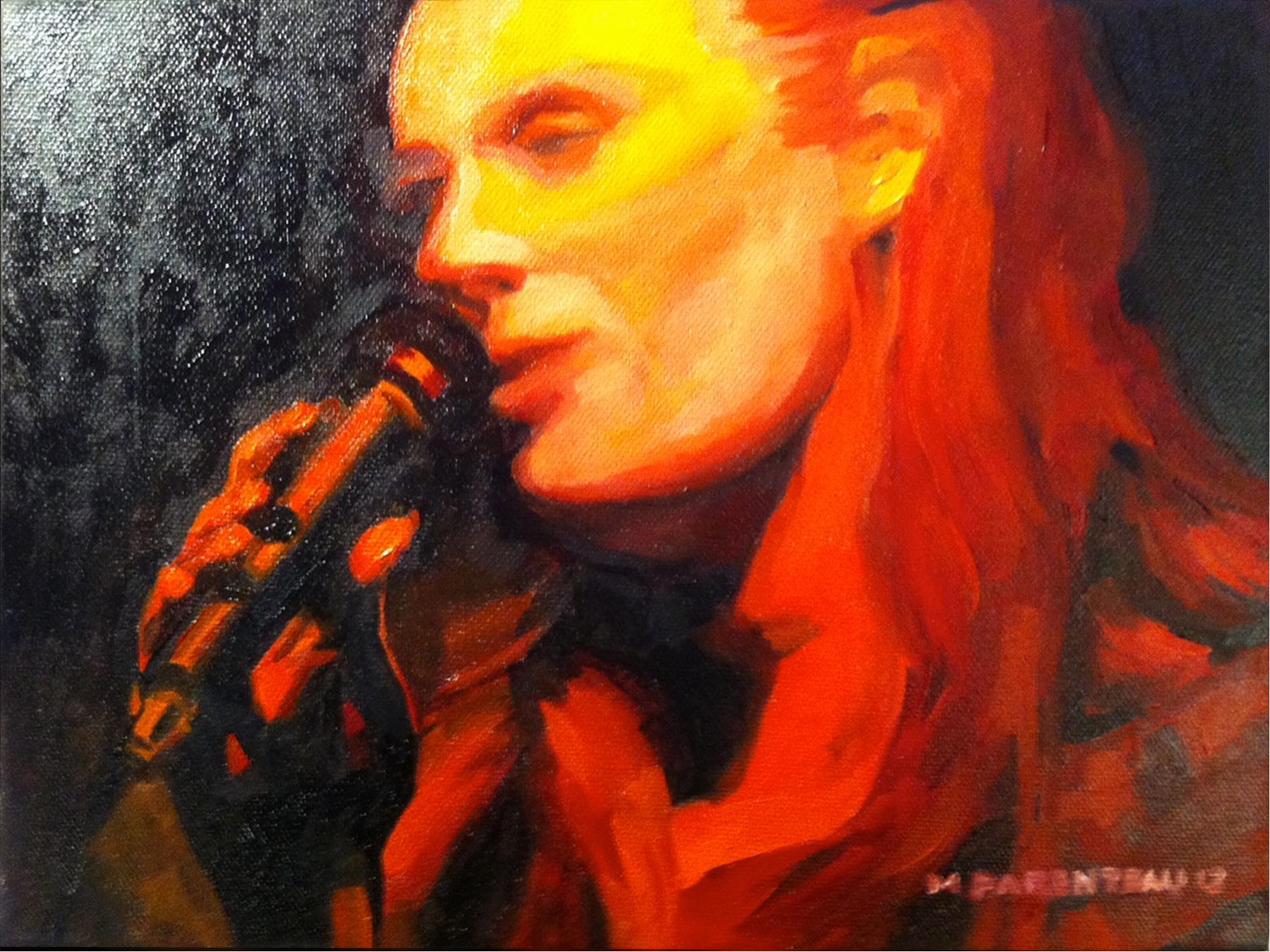 Singer on Fire 12 x 9 OIl on Canvas